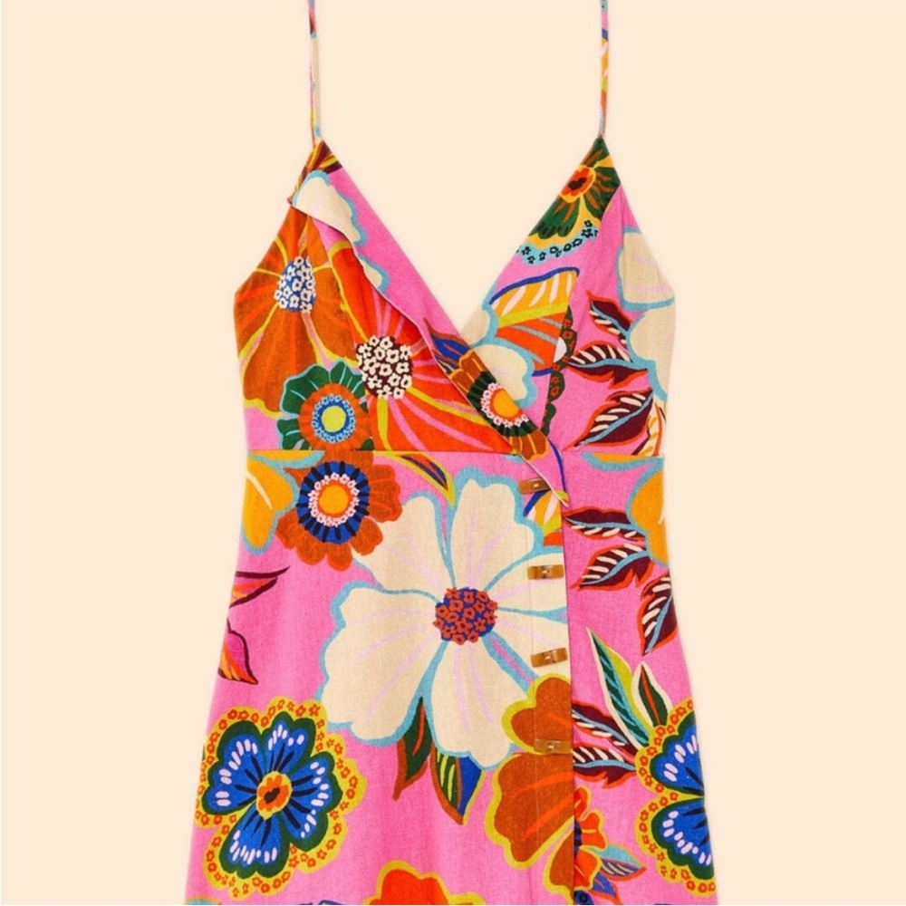 NWTS- Farm Rio Full Garden Mini Dress: XXS - Picture 4 of 7